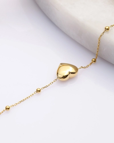 Bransoletka z kulkami i sercem Cherish Gold